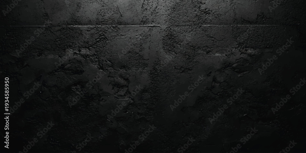 Fototapeta premium A dark and moody black concrete wall texture with a rough surface and dramatic lighting, creating an eerie background.