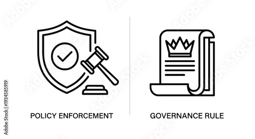 Policy Enforcement and Governance Rule Icons for Legal Compliance and Regulatory Frameworks