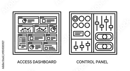 Access Dashboard and Control Panel Icons for Data Management, System Configuration, and User Interface
