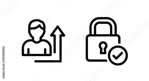 User Account Upgrade and Verified Security Access Icon Set