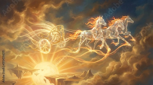 Surreal Helios Driving A Radiant Chariot Across The Cosmos