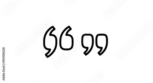 Black Line Art Quotation Marks Icon Set for Testimonials Citations and Speech