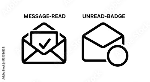 Message Read and Unread Status Notification Icons for Email and Messaging Apps