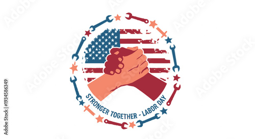 Labor day unity fist bump american flag graphic