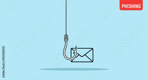 Email Phishing Scam Concept with Fishing Hook.