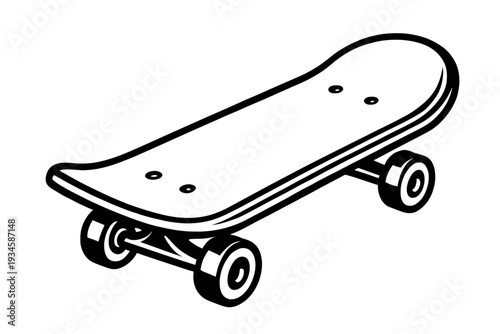 Skateboard Vector Outline - Classic Sport and Urban Recreation Symbol
