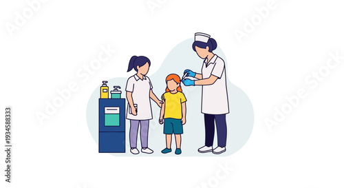 Doctor Nurse and Child Medical Examination.