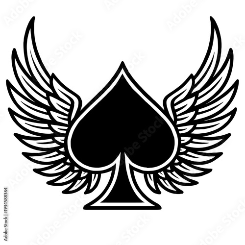 Spade with Wings Vector Illustration - Winged Ace Emblem for Poker, Gambling, and Luxury Gaming Design