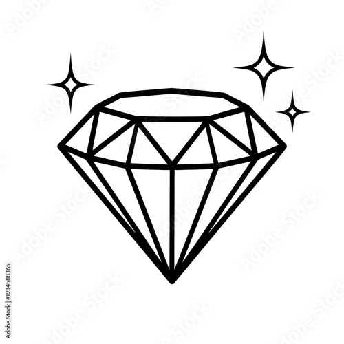 Sparkling Diamond Gemstone Icon Vector - Luxury and Jewelry Graphic