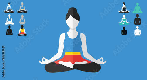 Woman Meditating in Lotus Position.