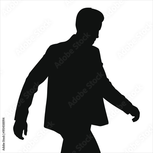 Horror Zombie Walking Silhouette Vector Illustration - Creepy Undead Man Shadow Isolated on White Background, Scary Halloween Character Clipart for Posters, T-Shirts, Stickers and Dark Theme Designs