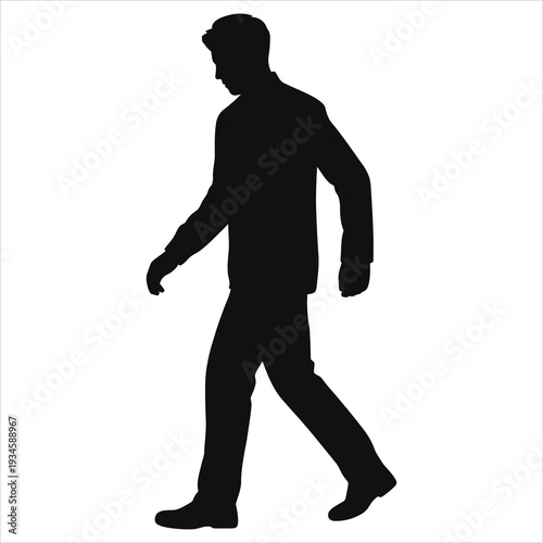 Zombie walking silhouette vector, creepy undead man side view, horror Halloween illustration, black shadow figure isolated on white background, scary monster for posters, games, icons, t-shirt designs