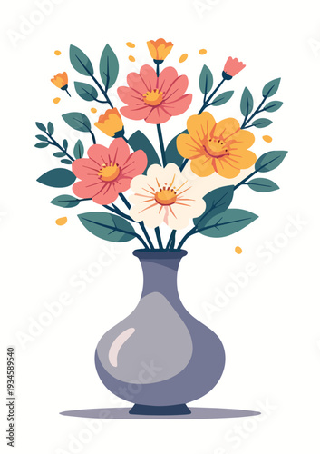 vaso di fiori misti vettoriale	
