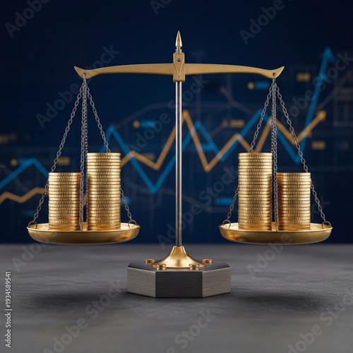 Financial Stability Concept – Balanced Scale with Gold Coins