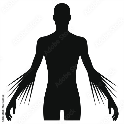 Haunted Apparition Silhouette Vector - Creepy Ghostly Human Figure with Dripping Shadow Body, Dark Spirit Entity for Halloween Horror Posters, Spooky Backgrounds, Scary Designs and icons, isolated EPS