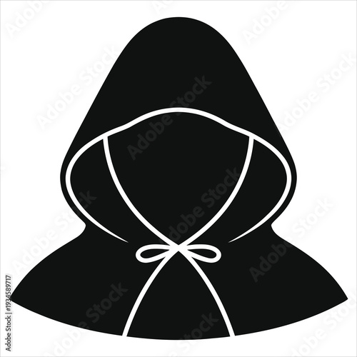 Scary Hooded Ghost Silhouette Vector Illustration, Mysterious Faceless Phantom in a Dark Cloak, Creepy Grim Reaper Figure for Halloween Horror Designs, Minimalist Spooky Monk Icon, Black Wraith Logo