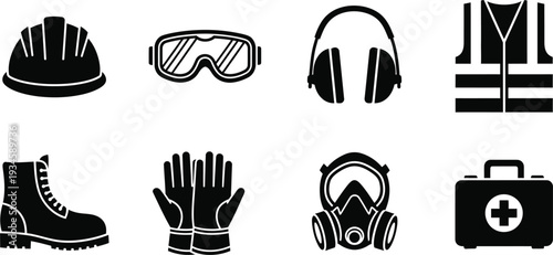 Personal protective equipment icon bundle for safety and security