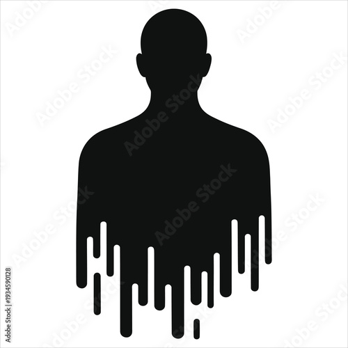 Shadow Spirit Silhouette Horror Vector — Creepy Ghost Figure with Melting Drip Effect, Perfect for Halloween, Dark Fantasy, Paranormal Designs, Scary Poster Art, and Spooky Graphic Projects