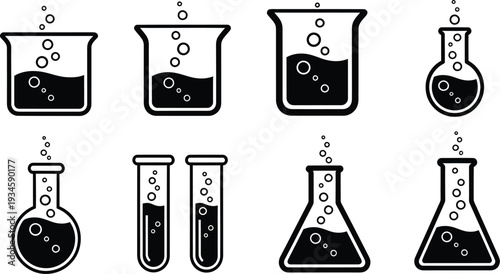 A collection of laboratory glassware for chemistry experiments