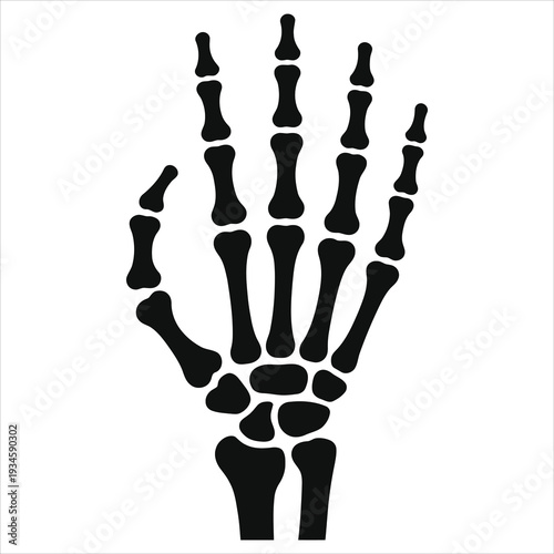 Black Skeleton Hand Reaching Up Isolated On White Background Vector Illustration For Horror Halloween Design Spooky Scary Death Anatomy