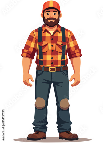 vettoriale di un boscaiolo  spacca legna in montagna una figura in stile  hipster  uomo