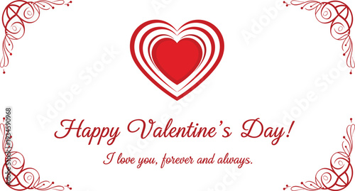 Red heart with Happy Valentines Day text love romantic