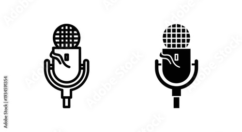 A pair of black and white microphone icons on a clean white background