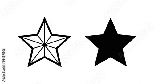 A simple black and white illustration of two star shapes on a plain background
