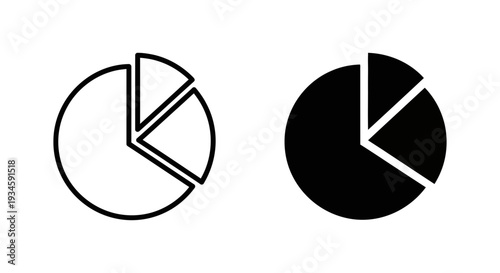 A black and white illustration of two pie charts on a plain background