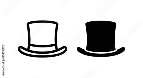 A simple illustration of two top hats in black and white