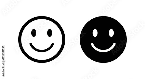A black and white illustration of two smiley faces on a plain background