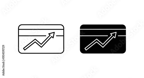 A graphic illustration of two credit card icons with upward trending arrows on a white background