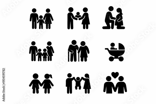 Family icons: parenting, relationships, generations, love and support