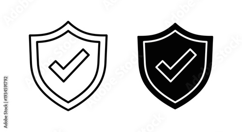 Two shield icons with checkmarks on a white background, symbolizing security and protection