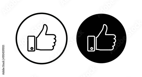 A graphic designer creates thumbs up icons in black and white for social media use