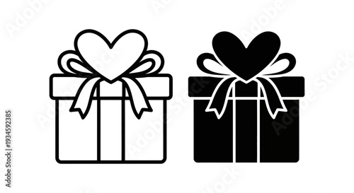 Two gift boxes with hearts and ribbons on a white background