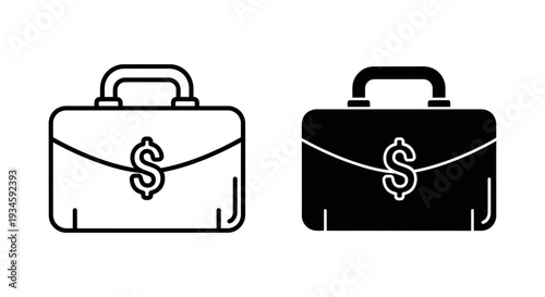 Two briefcases with dollar signs on a white background, symbolizing finance and business