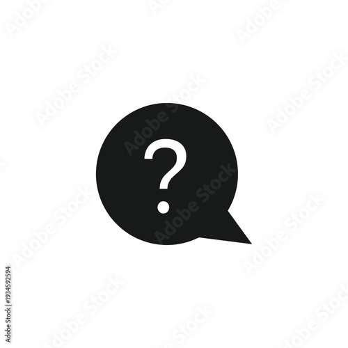 A black speech bubble contains a white question mark visually representing inquiry and uncertainty high-quality