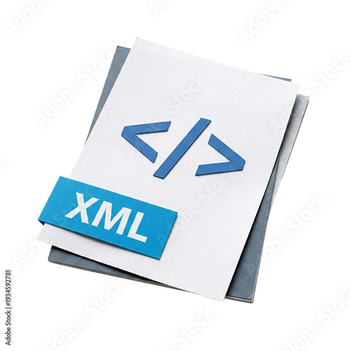 XML file icon with code symbol on document