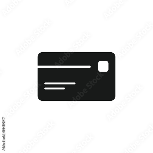 A minimalist depiction of a black credit or debit card with magnetic stripe and chip