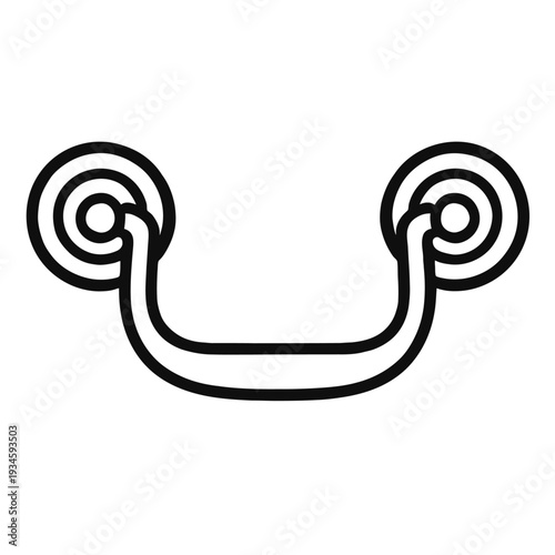 Traditional Curved Metal Drawer Pull Vector Illustration. Decorative Furniture Hardware Icon for Antique Restoration, Interior Design, and Cabinetry Concepts.