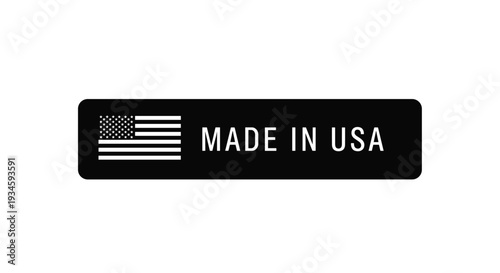 A bold black rectangular label displays the phrase MADE IN USA in prominent white lettering alongside a minimalist American flag icon.