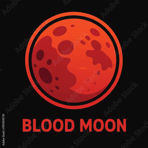 Graphic illustration of a red moon with craters and the words 'BLOOD MOON' in bold red text on a black background.
