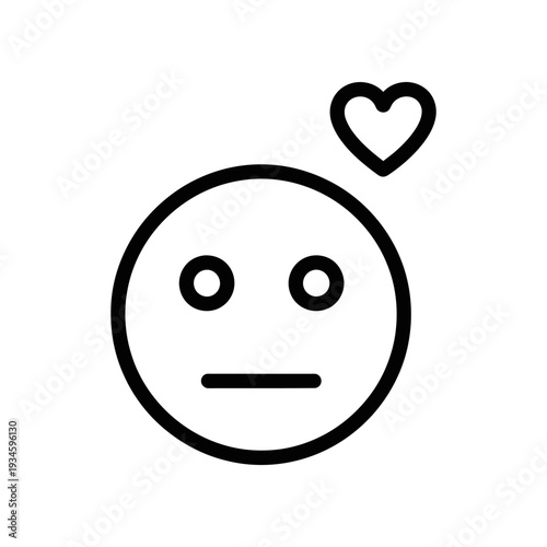 Neutral Face with Heart Symbol on White Background Simple Illustration