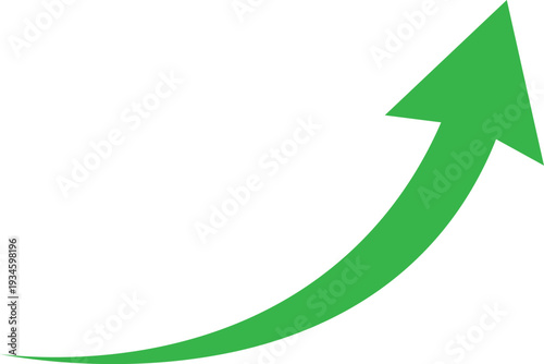 green curved arrow graph vector design illustration png transparent background
