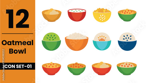 Healthy Oatmeal Bowl with Fresh Fruits and Nuts, Nutritious Breakfast Concept