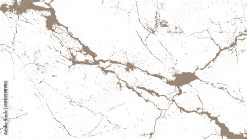 Brown cracks on white marble surface texture