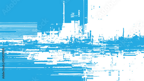 Glitchy blue and white digital noise pattern