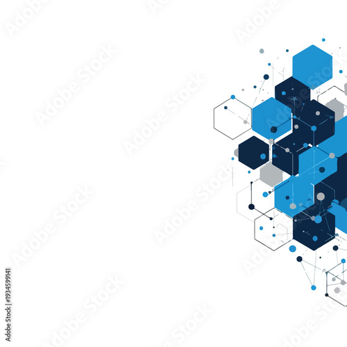 Abstract high tech connection background with hexagonal patterns and data lines