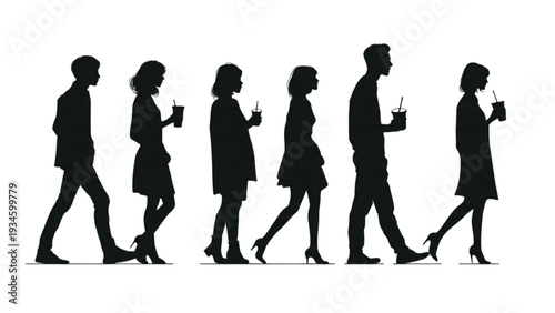 Refreshing cold drink holding silhouettes summer lifestyle concept